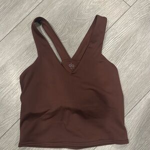 ALO Yoga Brown V-Neck Crop Top